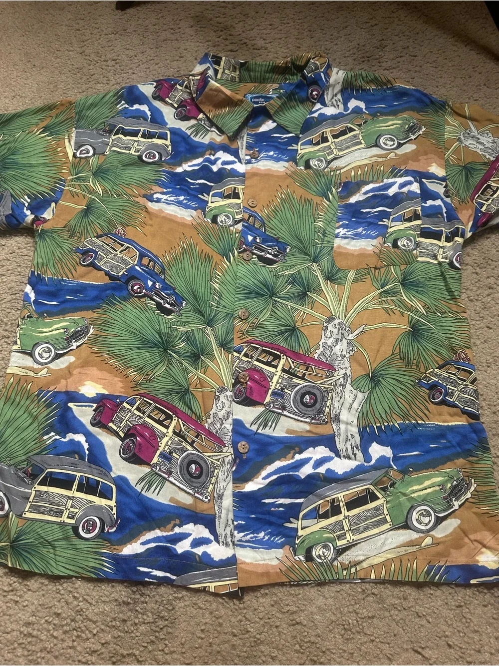 Tropical Print Short-Sleeve Shirt - PACIFIC BLUE USA brand  2XL